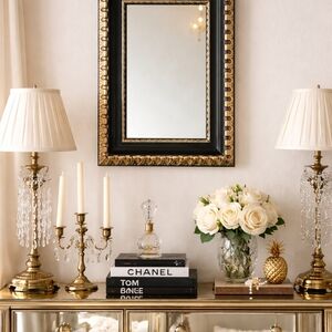Vintage Bombay Company Black & Gold Accent Wall Mirror – 12" x 16"